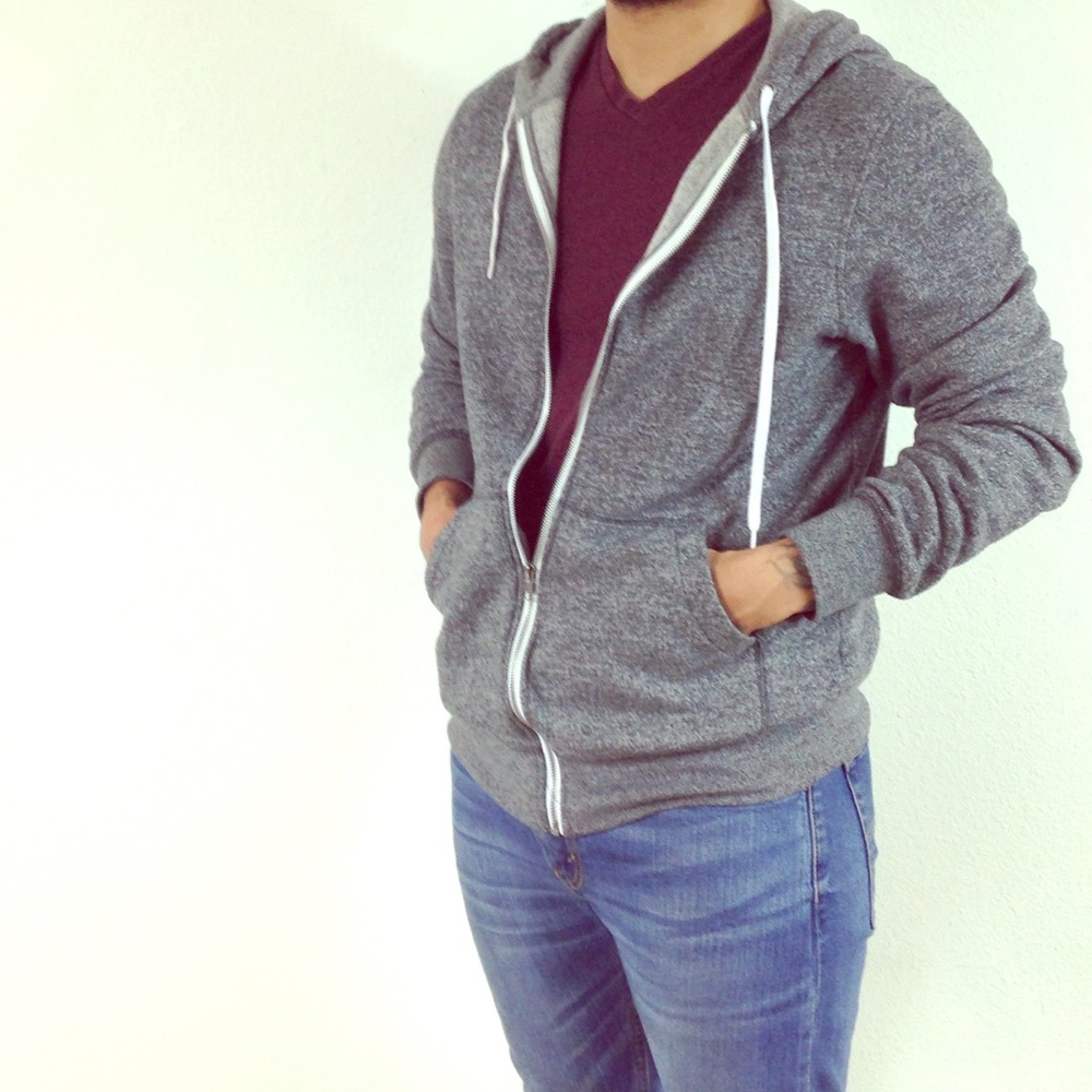 Zine hoodie grey small sweater sweatshirt men